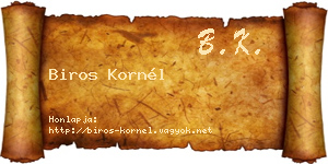 Biros Kornél névjegykártya