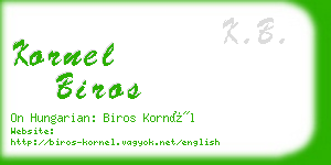 kornel biros business card